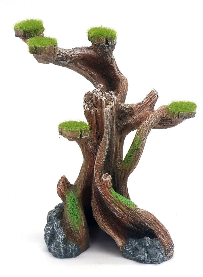 relaqcc Reptile Decor Aquarium Decorations Artificial Moss Resin Fish Tank Rocks Simulation Hollow Tree Leopard Gecko Trunk Accessories Aquarium View(Small) - Image 1